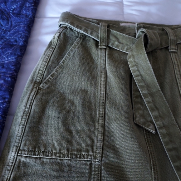 NWOT Madewell rigid seamed denim skirt with pockets and tie, size 24 - Picture 9 of 9